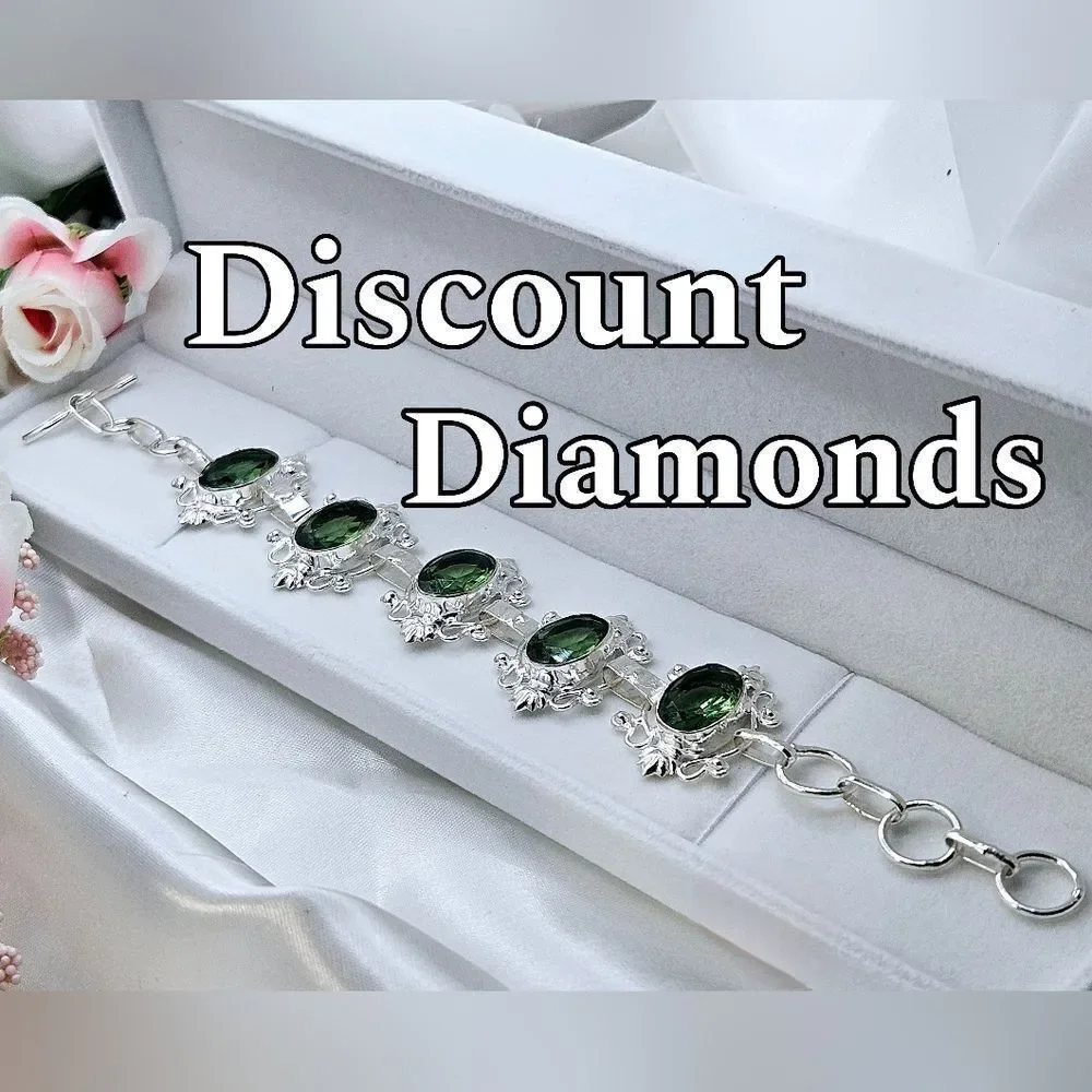 Green Amethyst Tennis Bracelet on 925 Sterling Silver